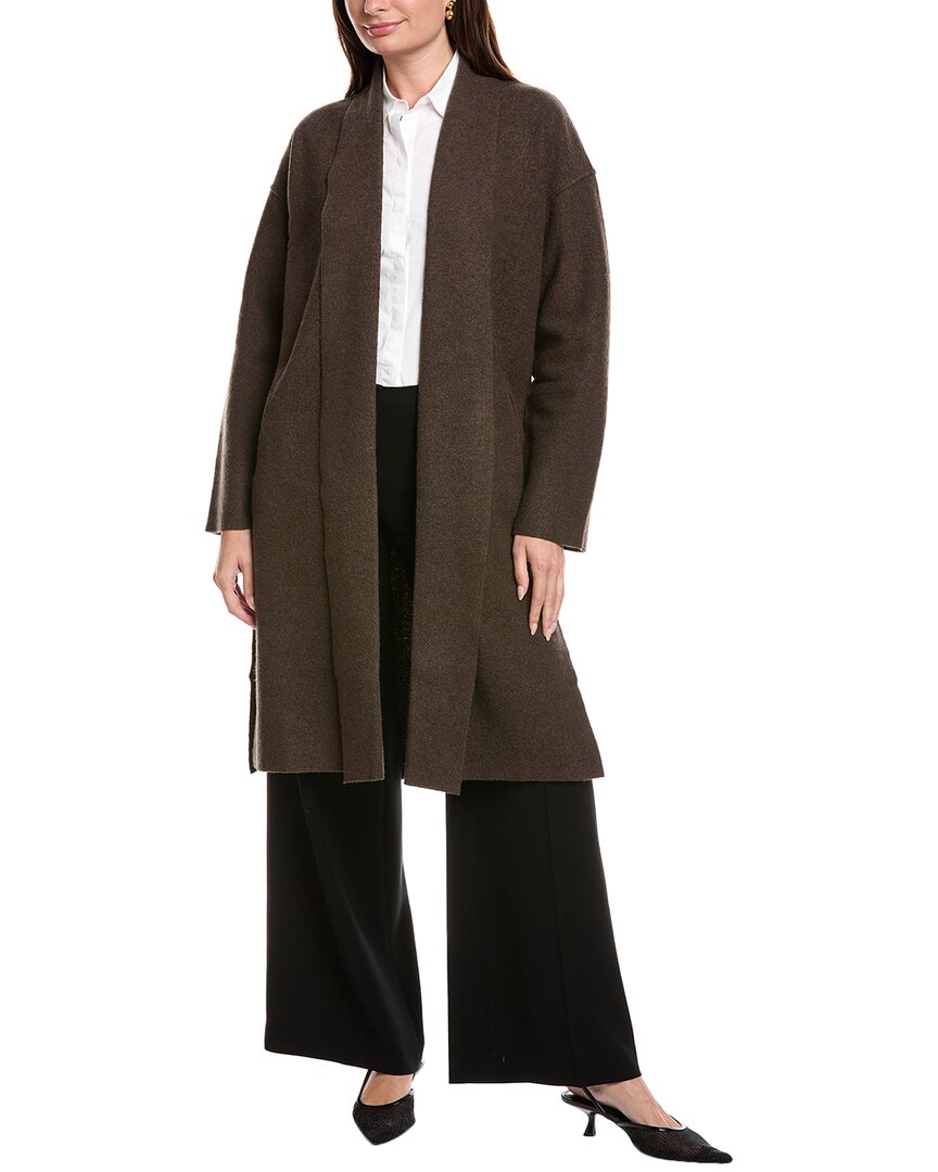 

EILEEN FISHER Petite Высокий воротник Шерстяное пальто, коричневый