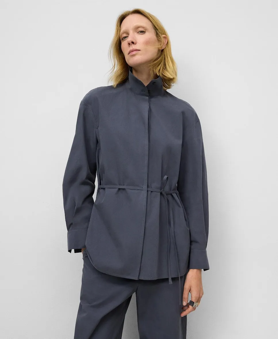 

Женская рубашка с воротником-ленточкой и поясом Adolfo Dominguez, темно-серый