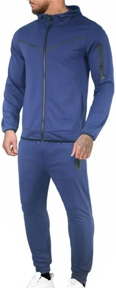 Мужской спортивный костюм Slim Fit на молнии, Generic, синий — фото 2