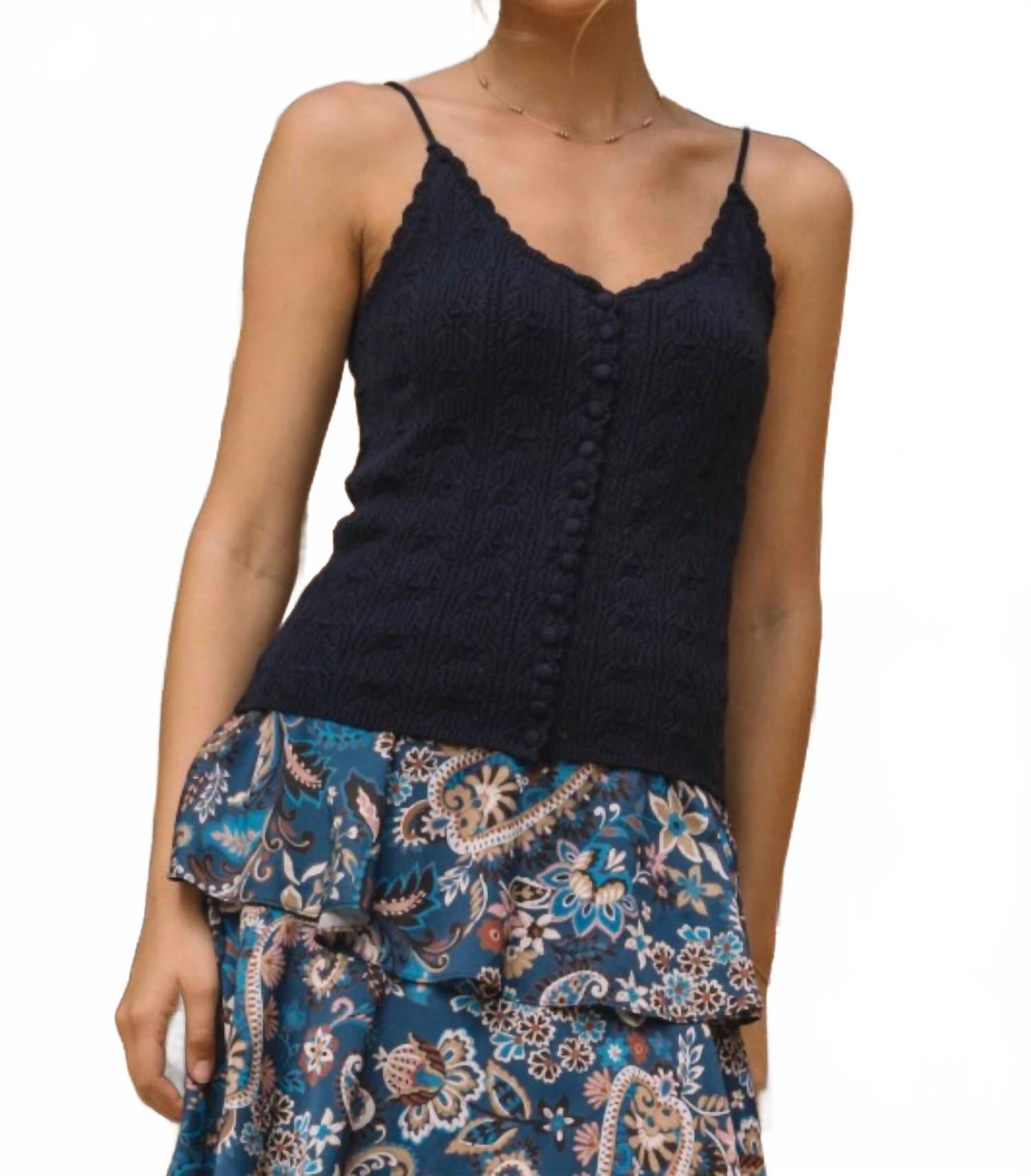 

SKIES ARE BLUE Вязаный топ Skyler темно-синего цвета