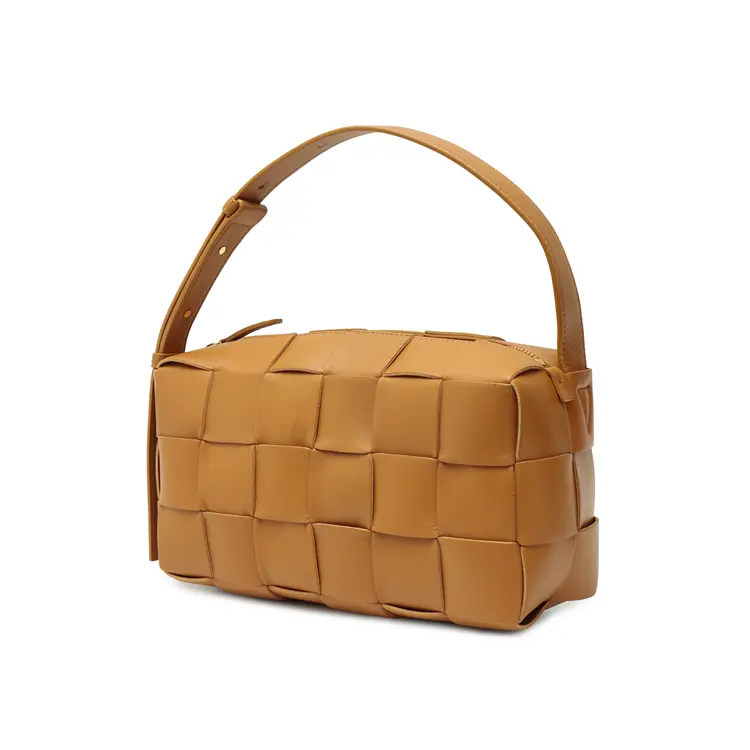Кожаная сумка-брикет Bottega Veneta, женская сумка через плечо, ручная кладь, верблюжий цвет — фото 3