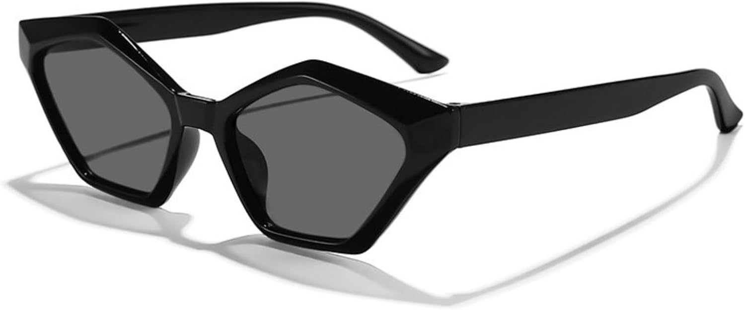 

Willochra Модные солнцезащитные очки «кошачий глаз» с многоугольным оправой, женские, с защитой от УФ-излучения UV400, ретро, ​​милые, неправильной формы, мужские, трендовые, черные, C1