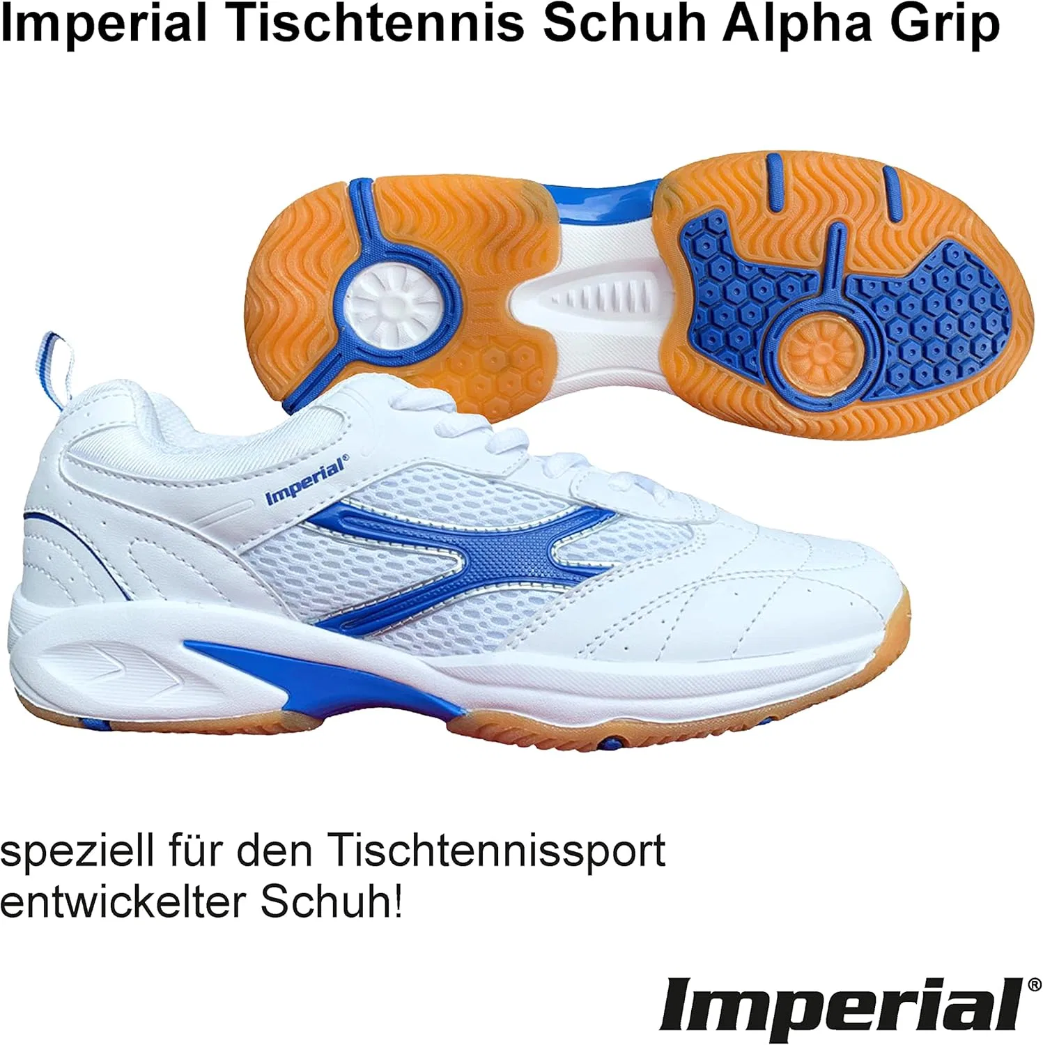 Кроссовки для настольного тенниса Imperial Alpha Grip - TT Special - Schütt Table Tennis, White — фото 2
