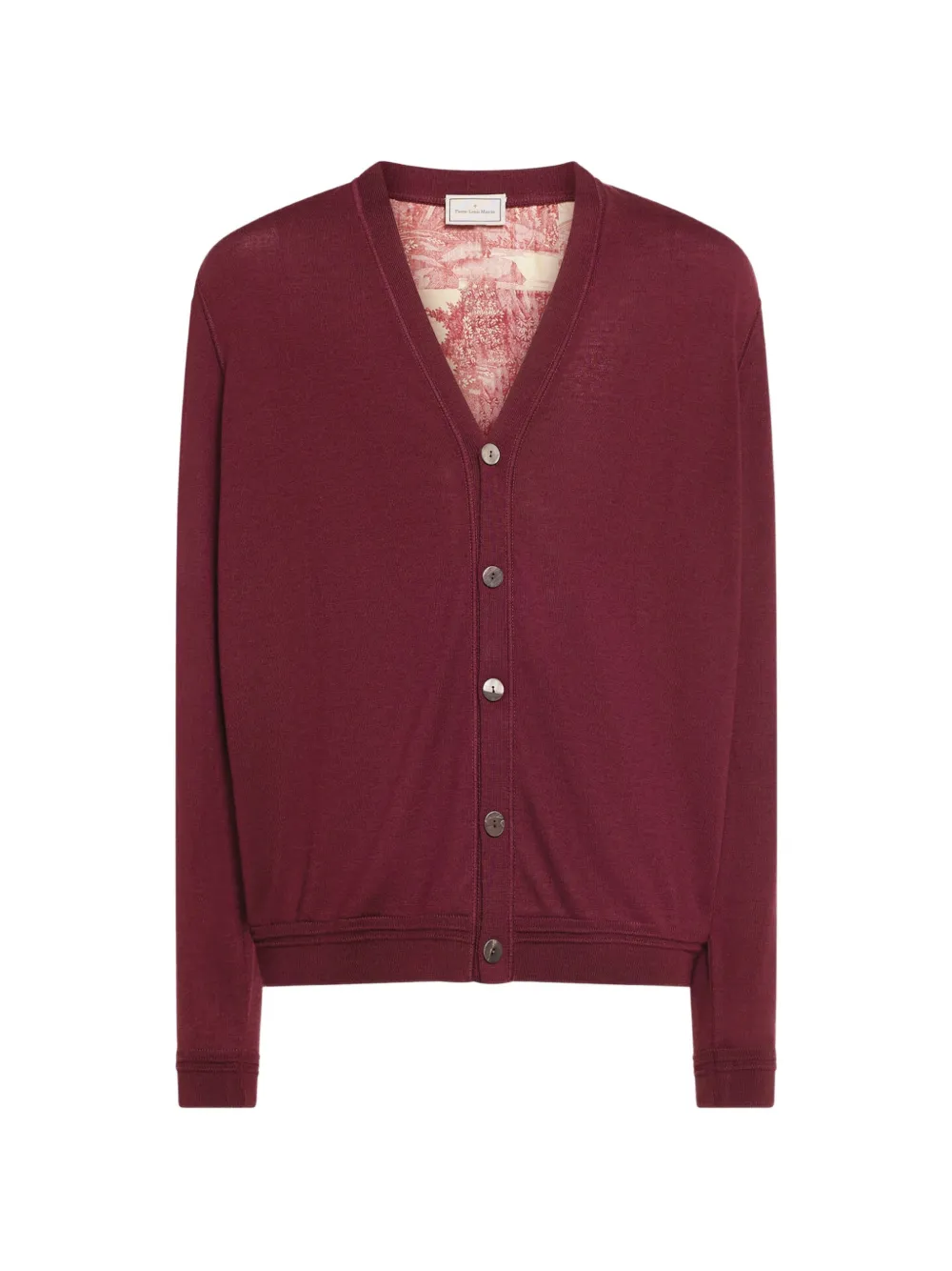 

Кардиган с V-образным вырезом и принтом "трикотаж-ткань" Pierre-Louis Mascia, красный