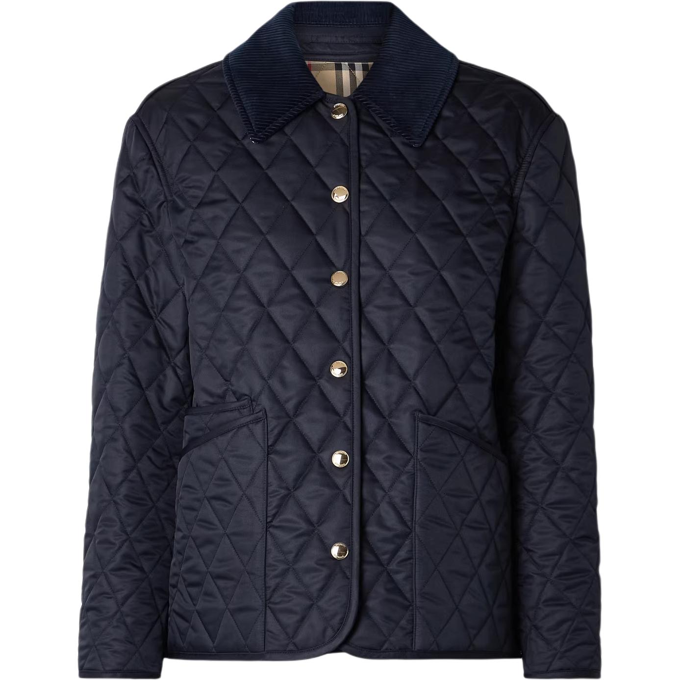 

Burberry Длинный стёганый куртка на кнопках, Midnight Blue