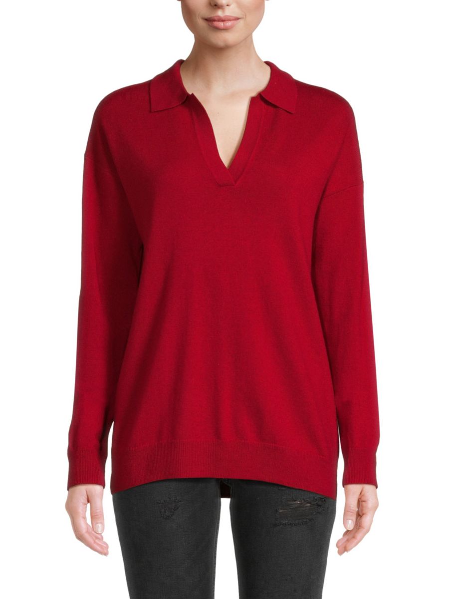 

Свитер с воротником Джонни из смесовой шерсти Chinti and Parker, цвет Red Cream