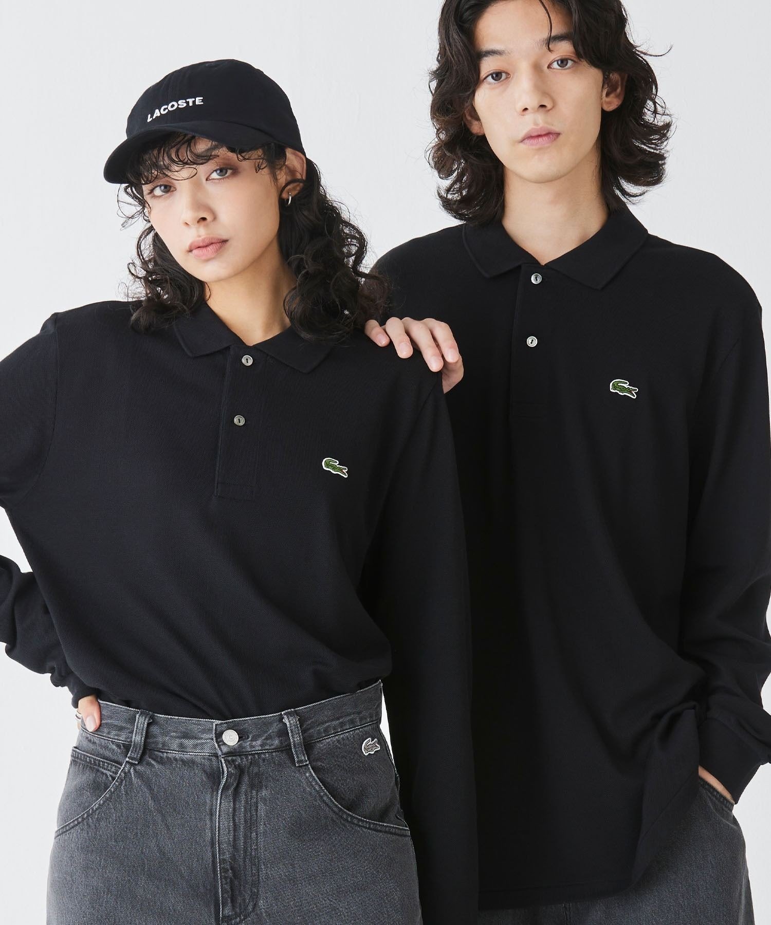 Рубашка-поло с длинным рукавом оригинального кроя LACOSTE, Black