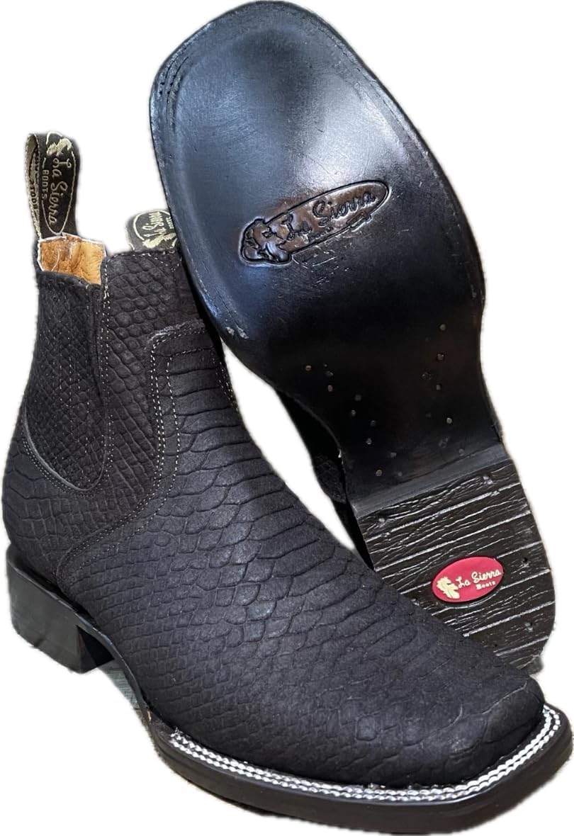 

Мужские ковбойские ботинки с квадратным носком и низким голенищем Dona Michi из питоновой кожи, черный
