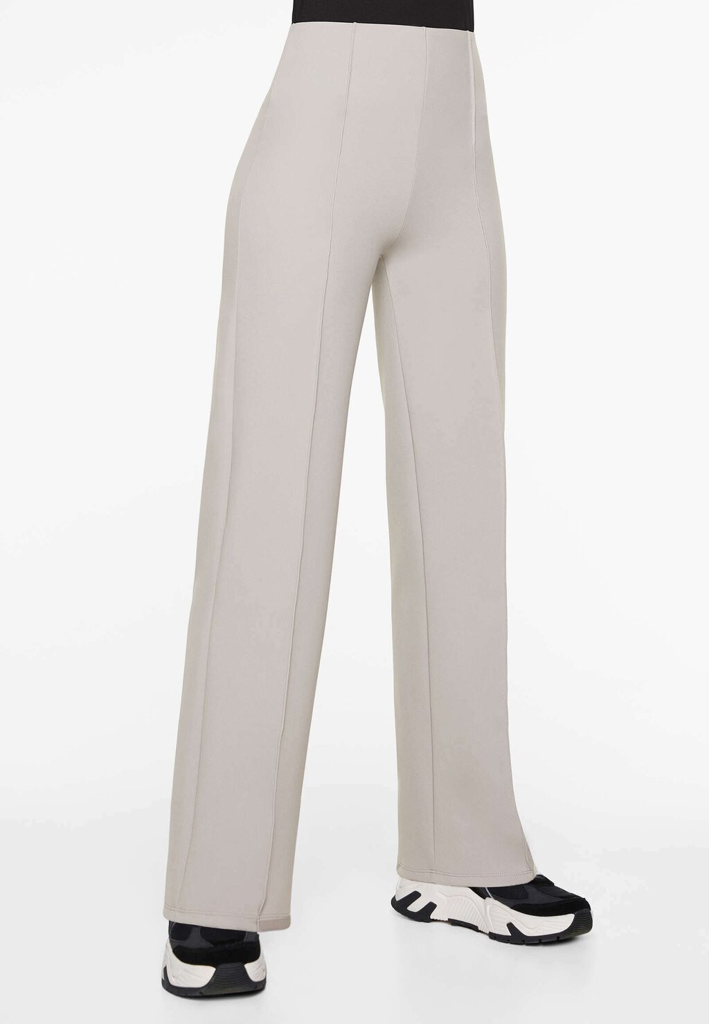 

Брюки NEOPRENE-EFFECT STRAIGHT-LEG TROUSERS OYSHO, светло-серый