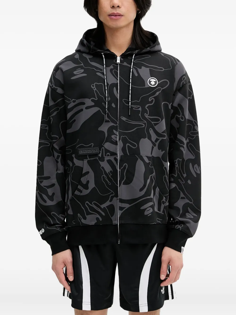 

Худи на молнии с принтом AAPE BY *A BATHING APE, черный