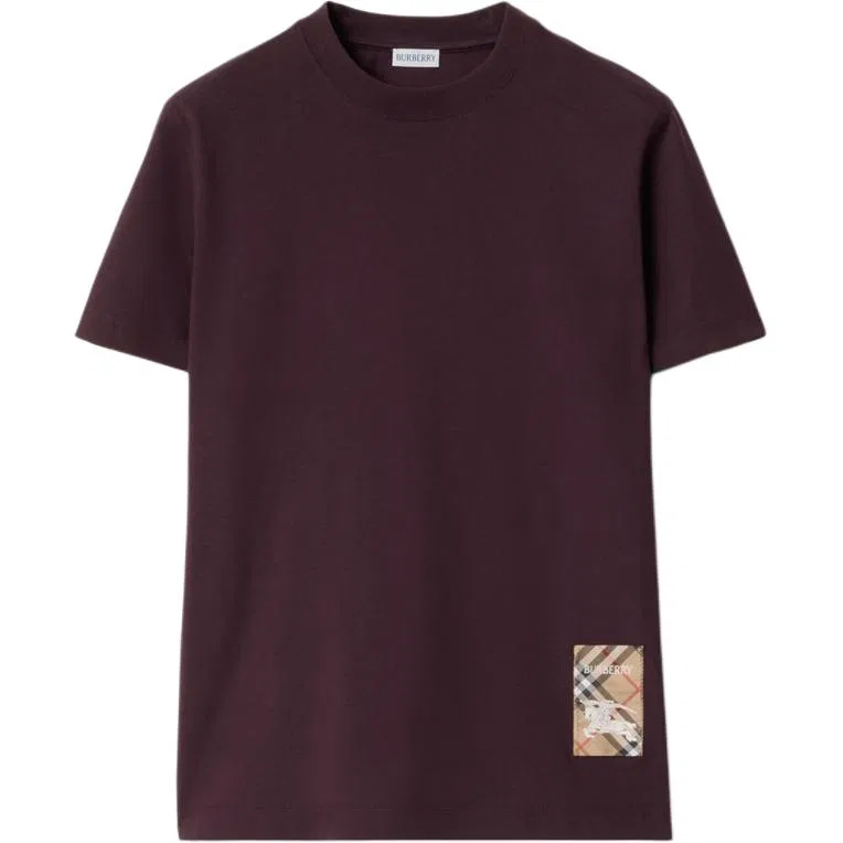 Футболка Burberry хлопковая бордовая с лейблом