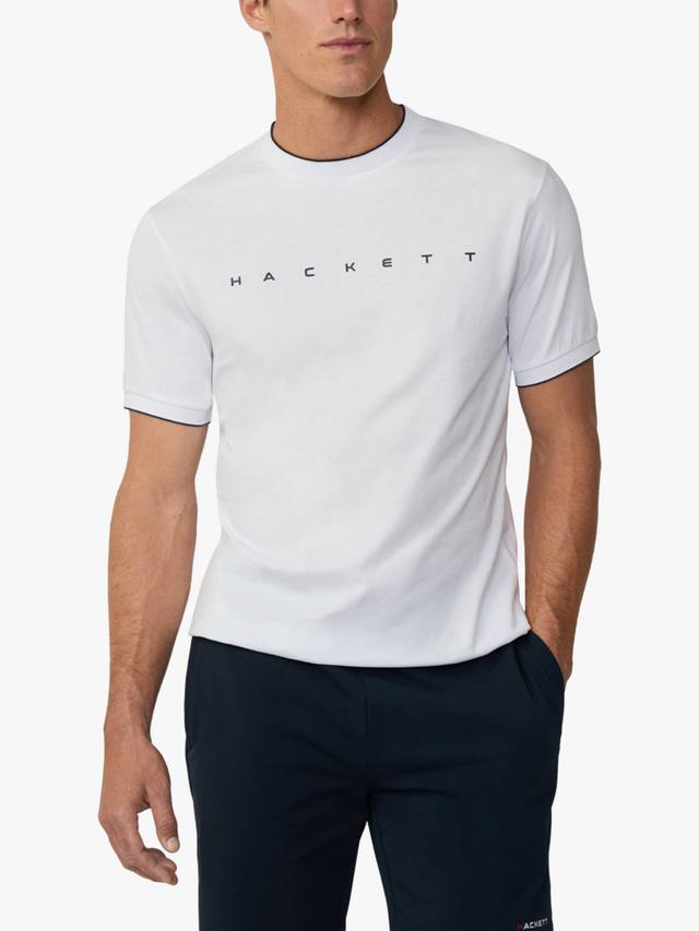 

Хлопчатобумажная футболка с логотипом regular fit с коротким рукавом Hackett London, белый