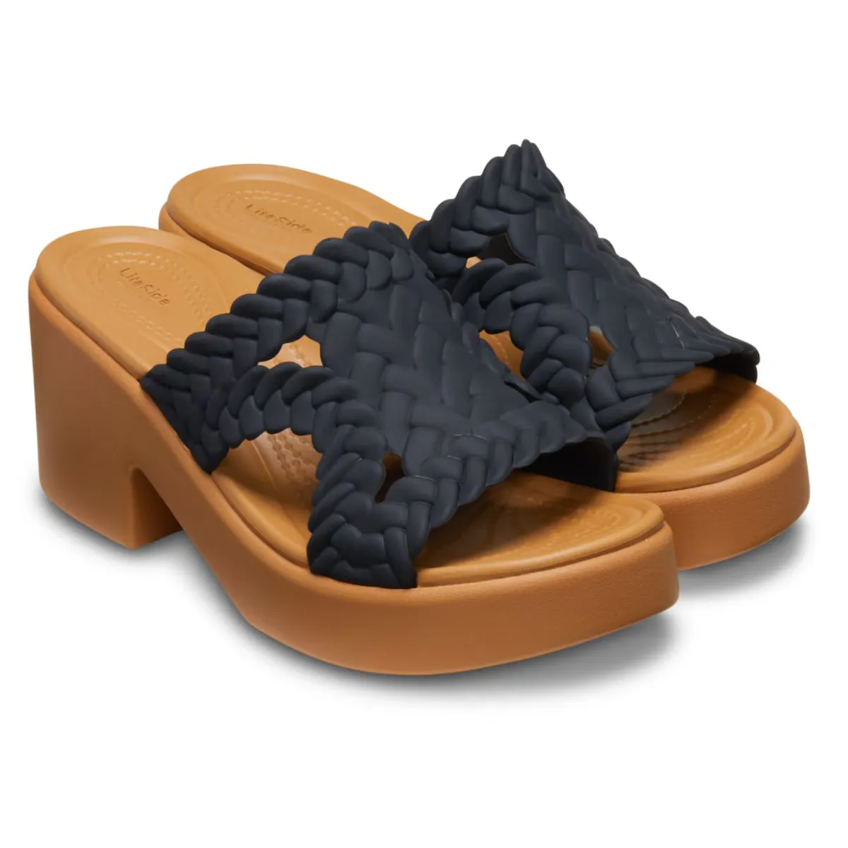Brooklyn тканый шлепанец на каблуке w crocs женские шлепанцы, чёрный — фото 2