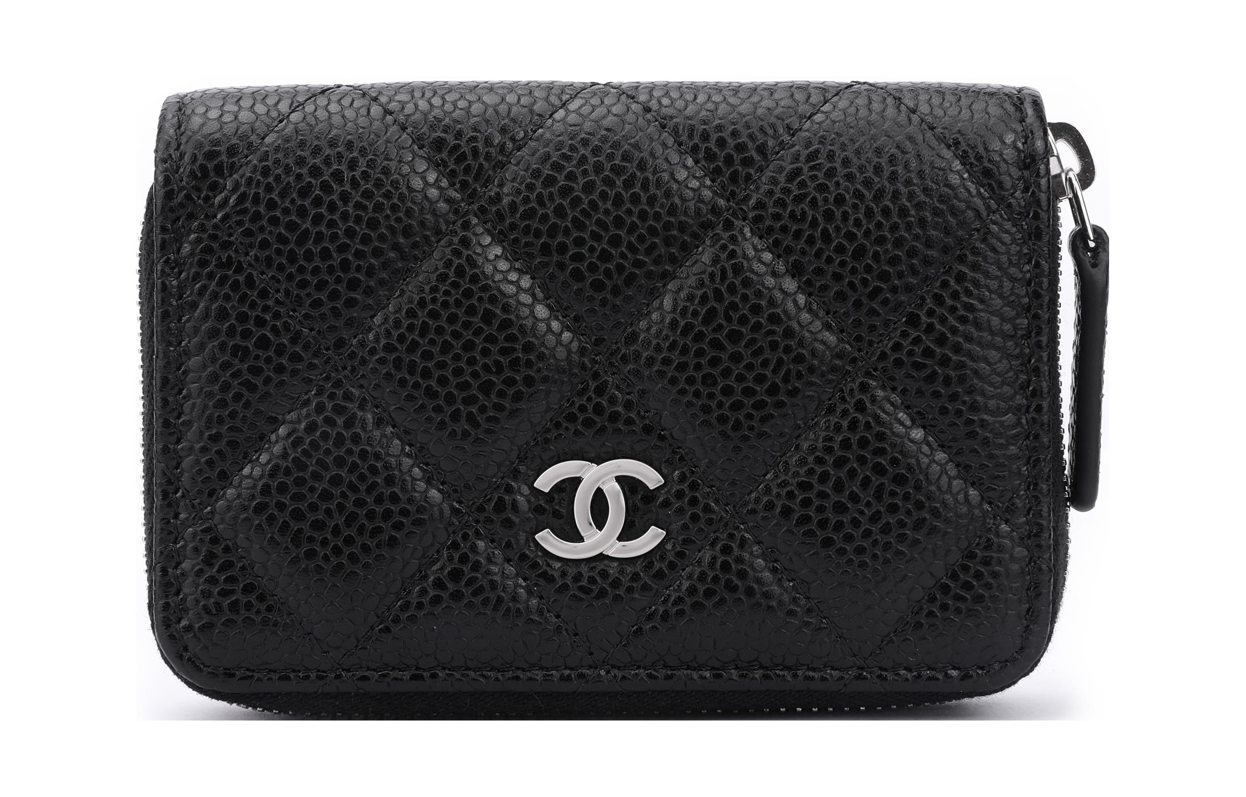 

Кошелёк Chanel из телячьей кожи с узором "Личи" женский чёрный