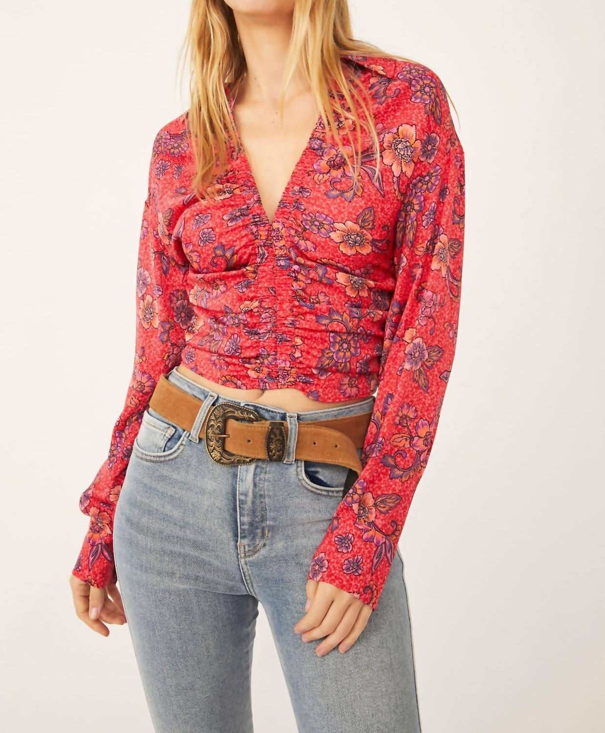 

Топ с принтом I Got You красного цвета Free People