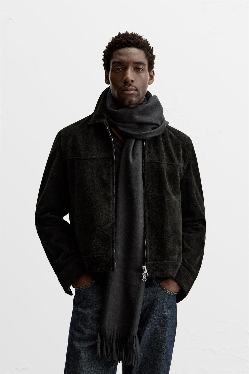 

Шарф с бахромой ZARA, черный
