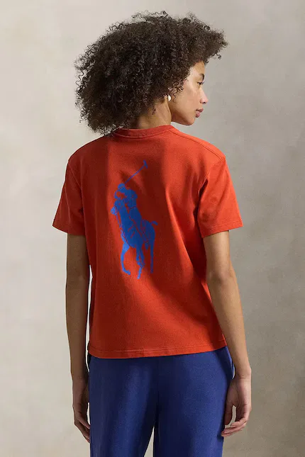 Футболка с коротким рукавом хлопок Polo Ralph Lauren, оранжевый — фото 2