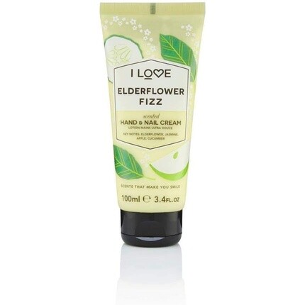 I Love Signature Elderflower Fizz Омолаживающий крем для рук и ногтей с маслом ши и органическим кокосовым маслом 100 мл, I Love Cosmetics