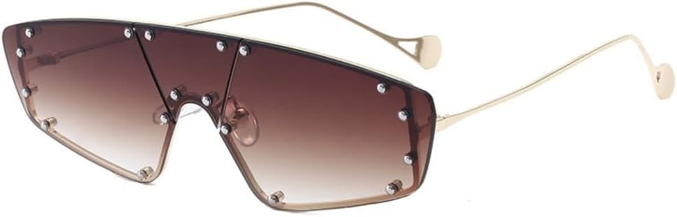 

Женские солнцезащитные очки в стиле стимпанк с плоской верхней частью, мужские ретро-очки с заклепками, солнцезащитные очки-маски с защитой от УФ-излучения UV400 Generic, Tea