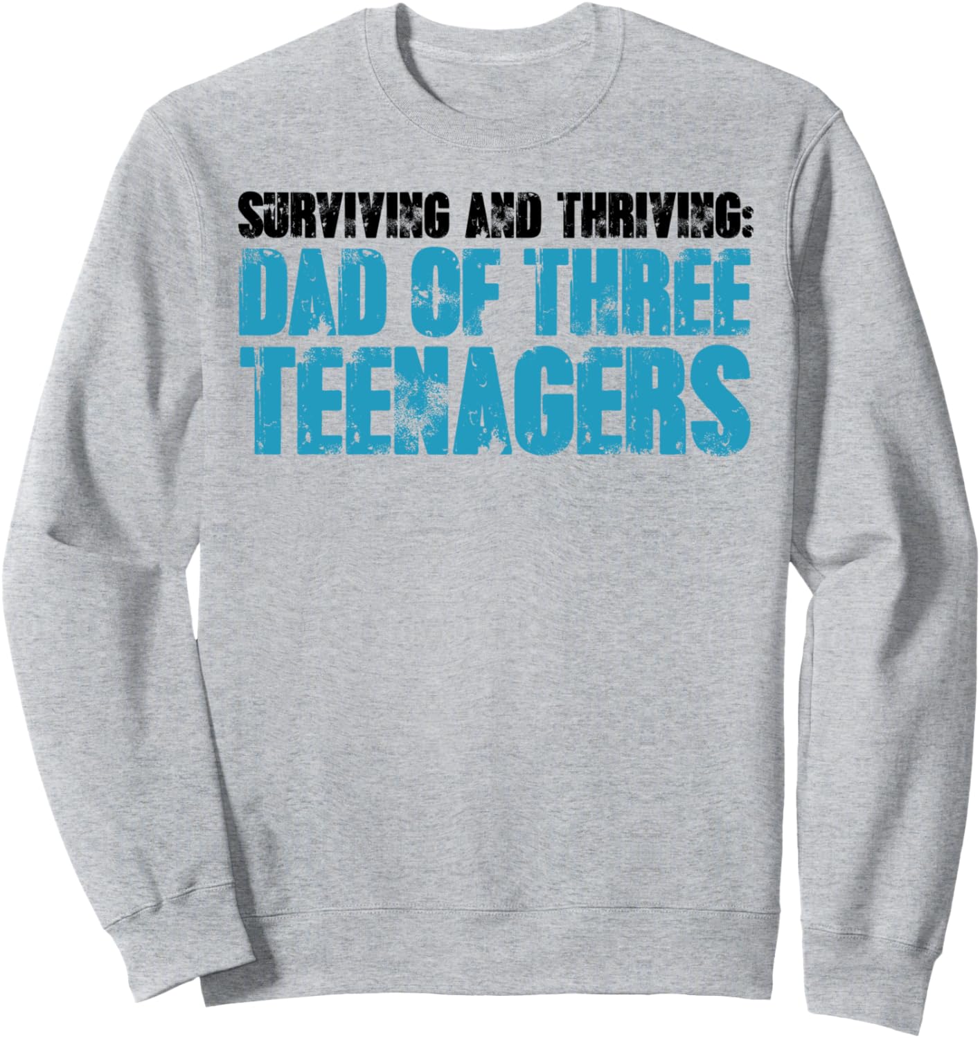 

Забавная толстовка ко Дню отца «Выживи и процветай, папа-подросток» Dad Humor: Parenting Three Teenagers, серый