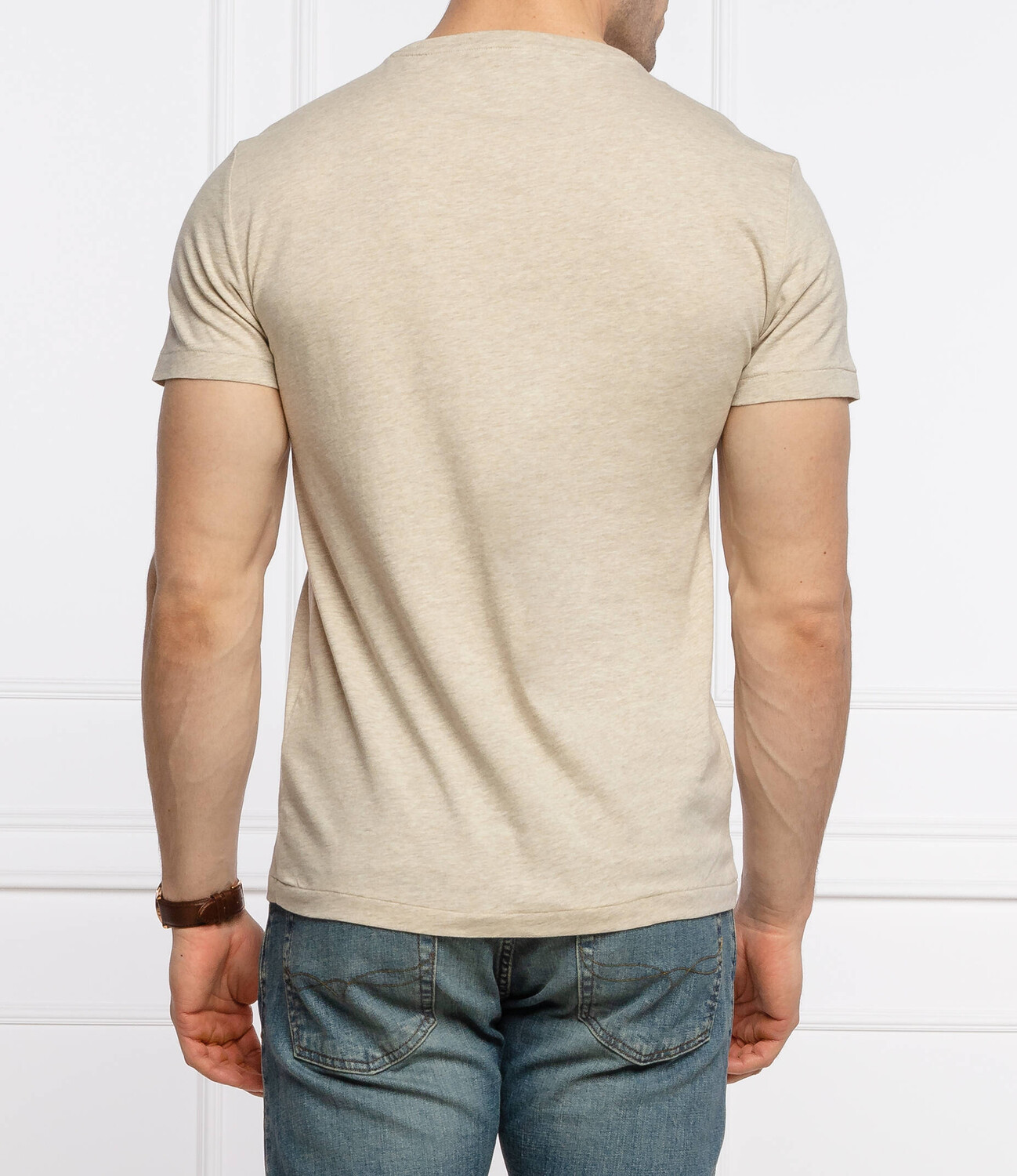 Футболка POLO RALPH LAUREN custom slim fit, бежевый — фото 3