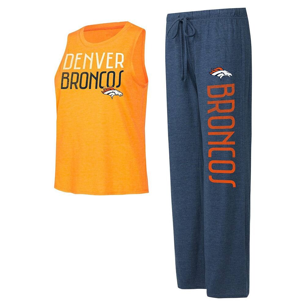 

Женский спортивный темно-синий/оранжевый комплект Denver Broncos Muscle на бретельках и брюках для отдыха, цвет Den Navy