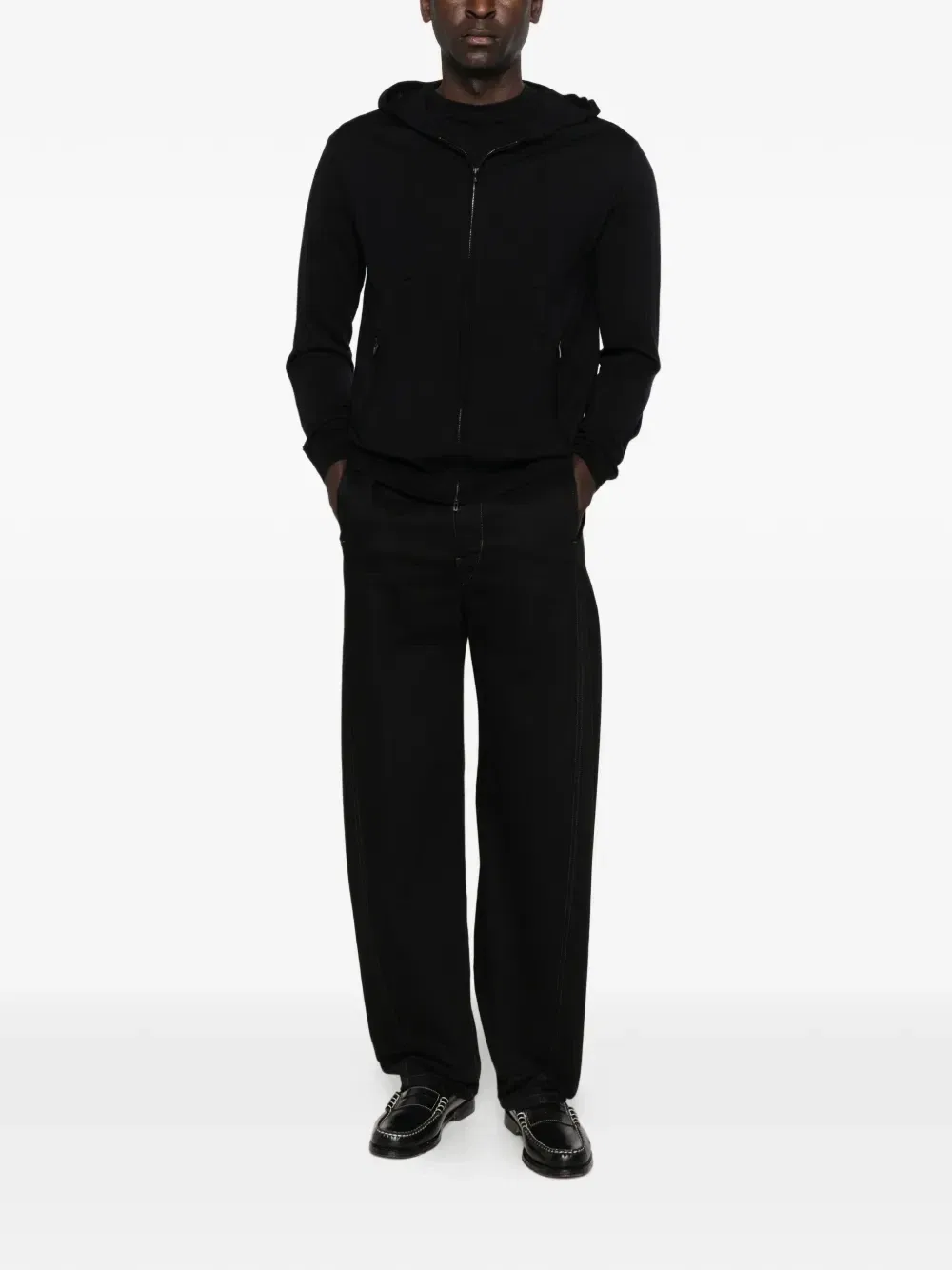 Толстовка на молнии из чистой шерсти Virgin EMPORIO ARMANI, черный — фото 2