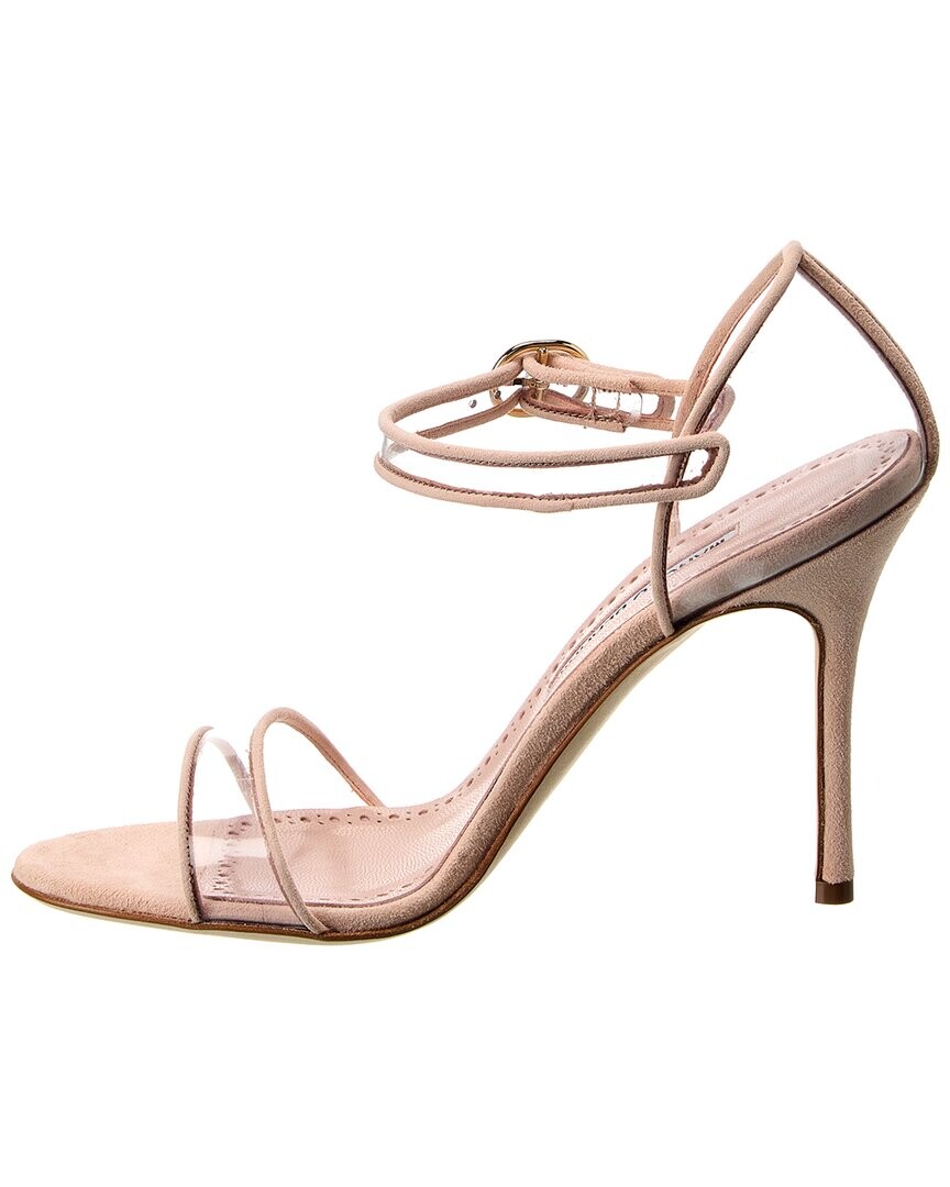 Сандалии Manolo Blahnik Fersen 105 из замши и винила, розовый