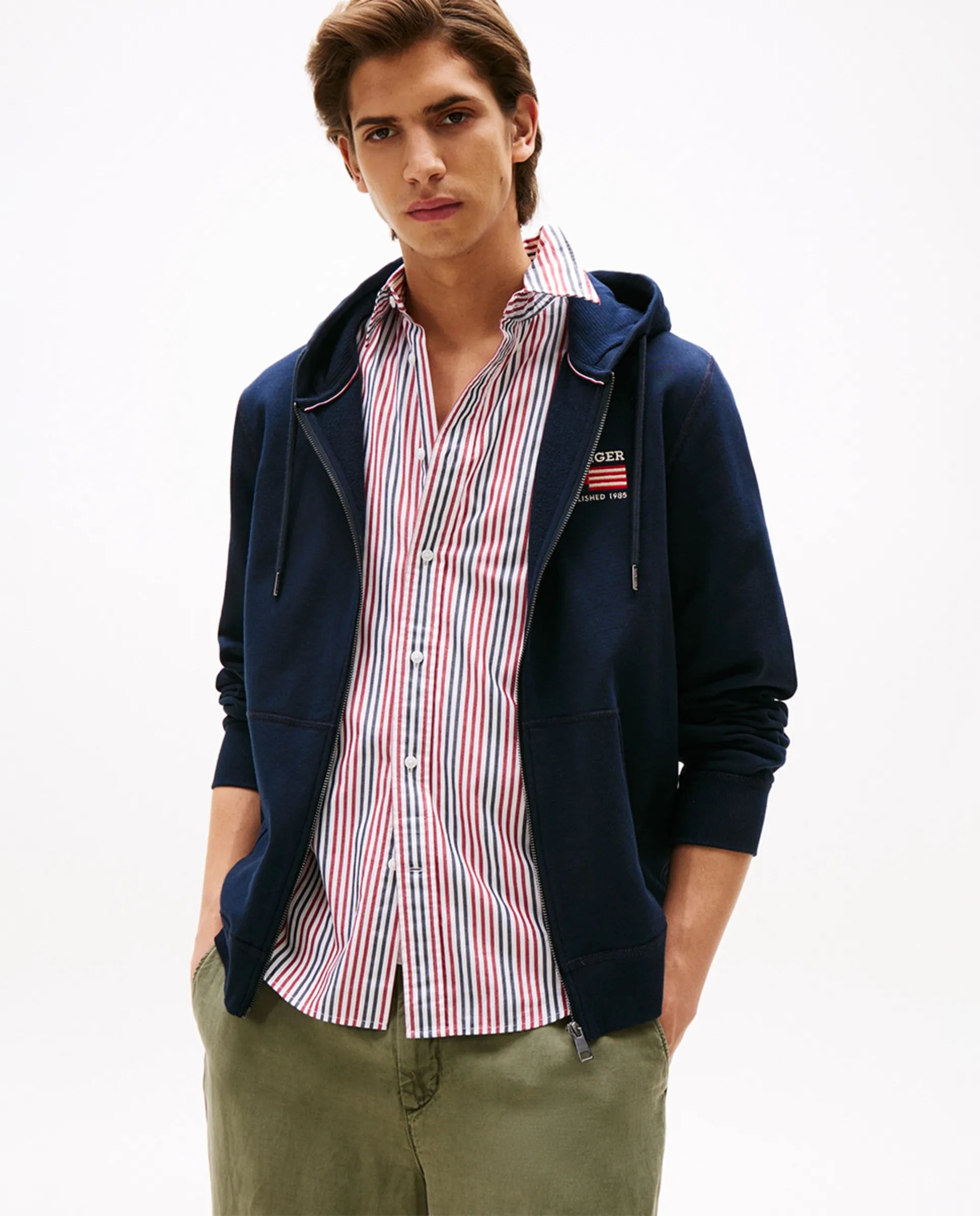 

Мужская толстовка с капюшоном и молнией Tommy Hilfiger, темно-синий