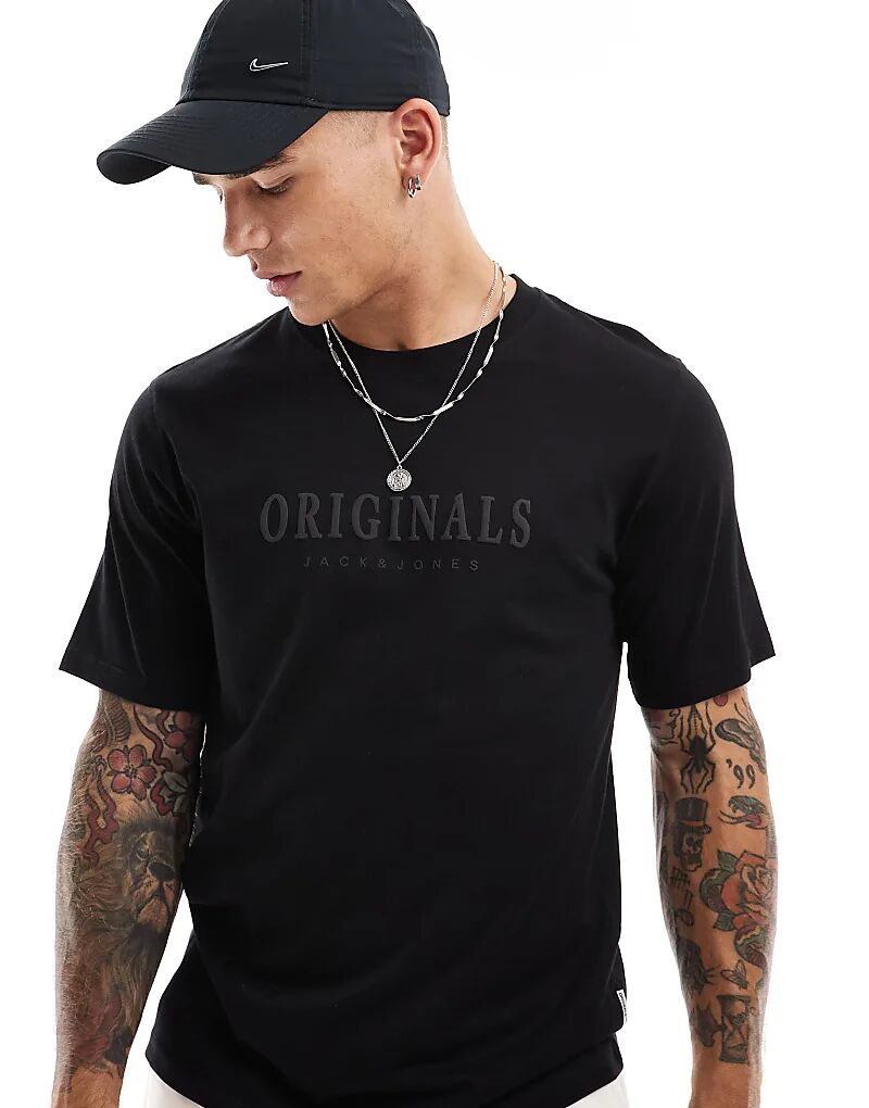 

Оригинальная футболка с 3D-логотипом черного цвета Jack & Jones
