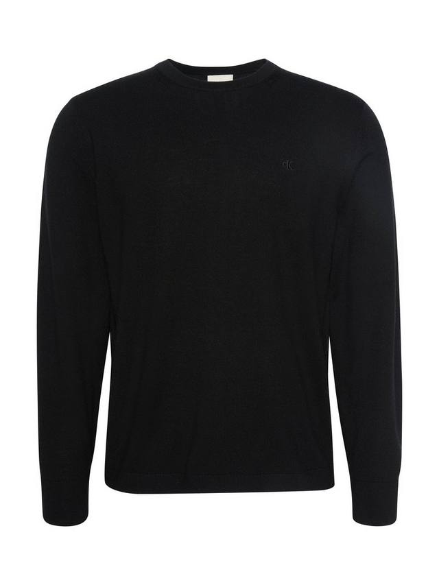 

Джемпер с круглым вырезом и монограммой из шерсти Calvin Klein, Black