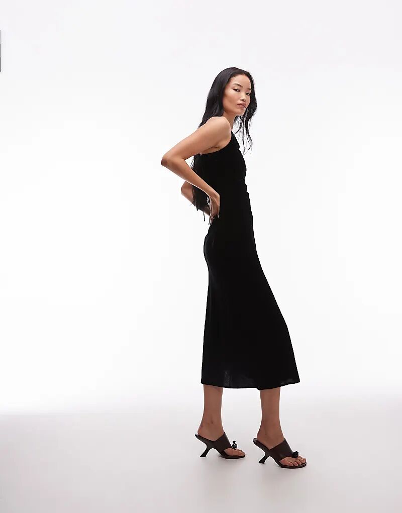 

& Other Stories Платье миди из бархатного шифона на бретелях черного цвета