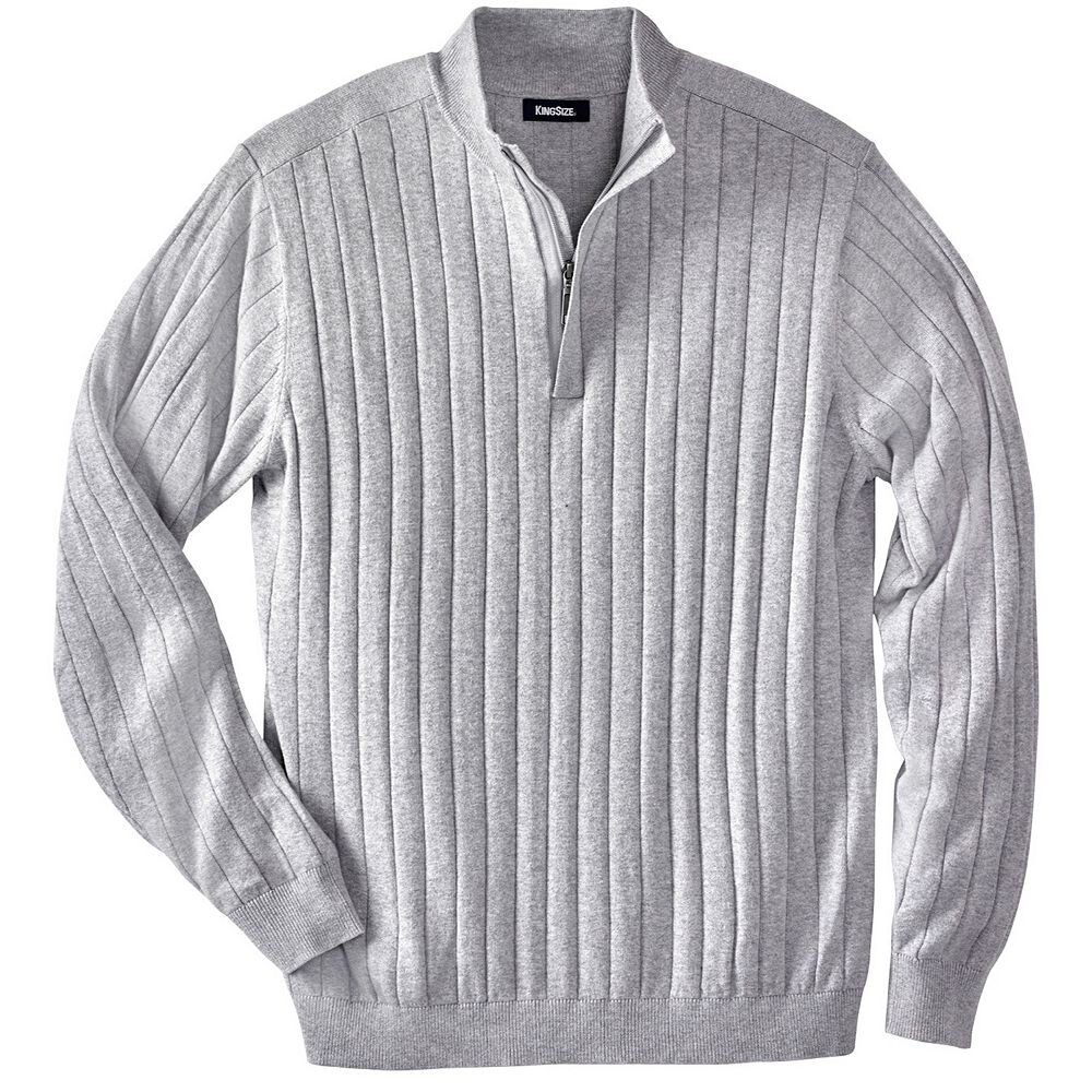 

Мужской легкий свитер Kingsize с коротким рукавом и застежкой-молнией на четверть для больших и высоких размеров KingSize, цвет Heather Grey
