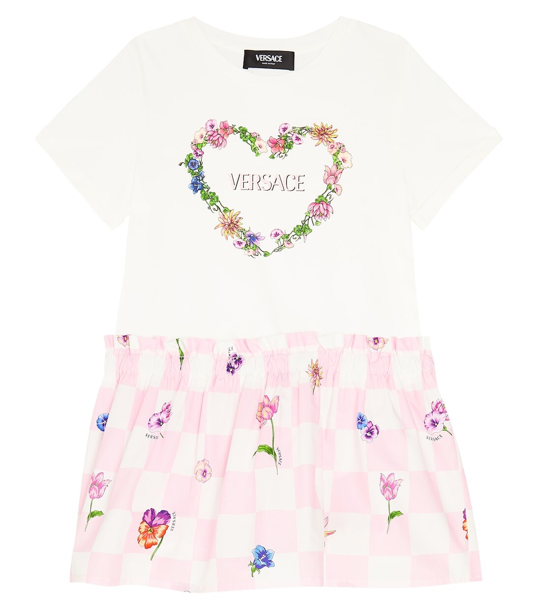 

Хлопковое платье с логотипом Versace Kids, белый
