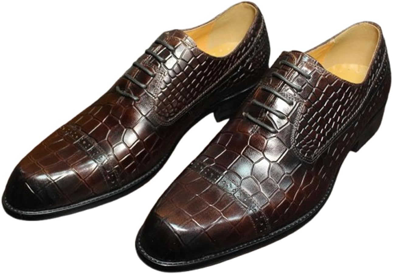

Мужские оксфорды Santimon из тисненой кожи под крокодила, модные роскошные туфли для делового и повседневного стиля, свадьбы и вечеринок, Coffee