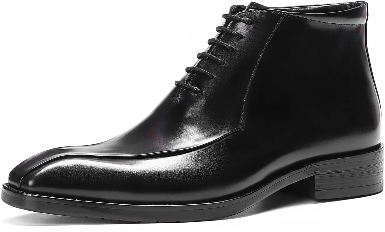 Мужские ботинки Santimon Oxfords, формальные, из натуральной кожи, с гладким носком, на щиколотке, мужская мода, деловой стиль, повседневная одежда, на свадьбу, выпускной, под смокинг, комфортные западные ботинки на шнуровке, черный — фото 3