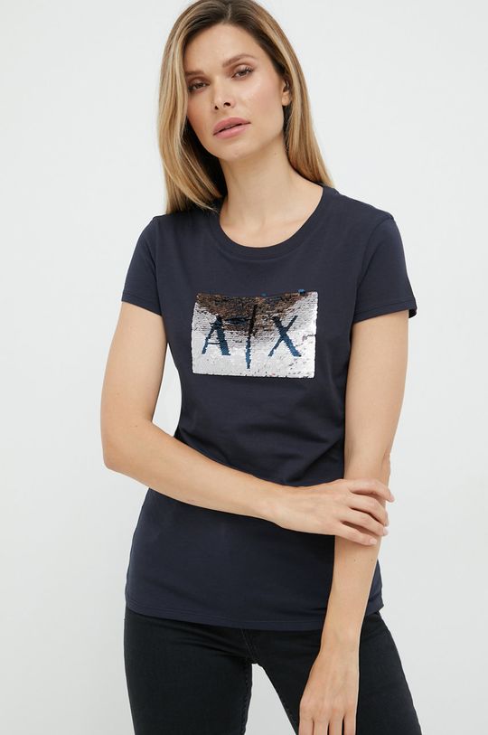 

Хлопковая футболка Armani Exchange, темно-синий