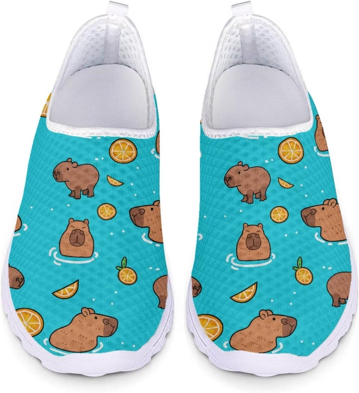 

Кроссовки для ходьбы для женщин и мужчин, спортивные кроссовки, плоская сетчатая обувь, дышащие кроссовки Xixirimido, Capybara Lemon