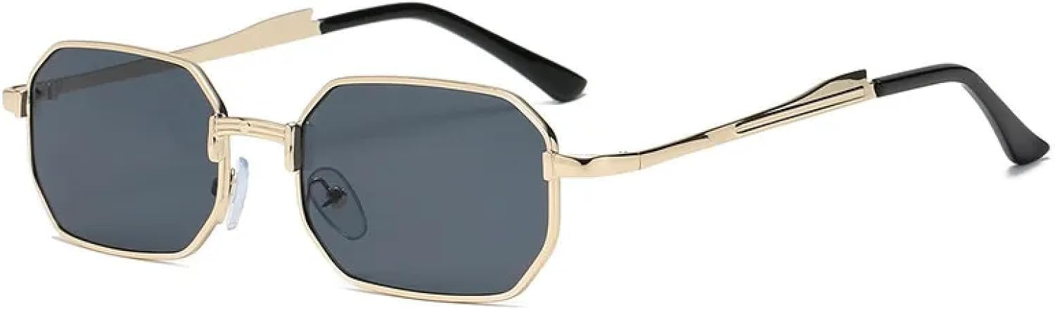 

Роскошные солнцезащитные очки, модные прямоугольные, женские и мужские, металлические, для вождения, классические очки с защитой от УФ-излучения UV400 TKKTLLT, Gold Grey
