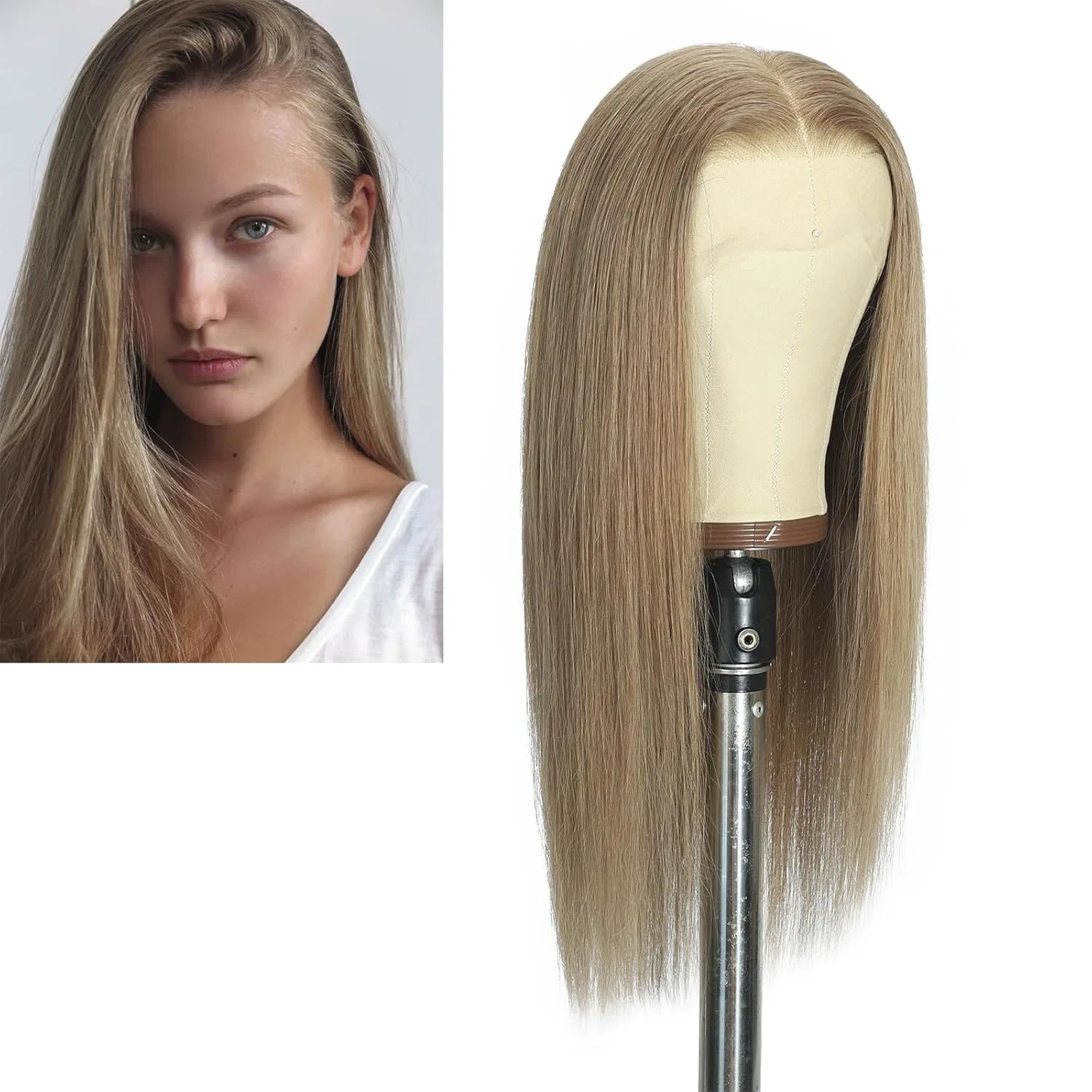 Парик из натуральных волос Remy, полностью кружевной, светло-коричневый, 50 см Larafona, 8# Light Brown