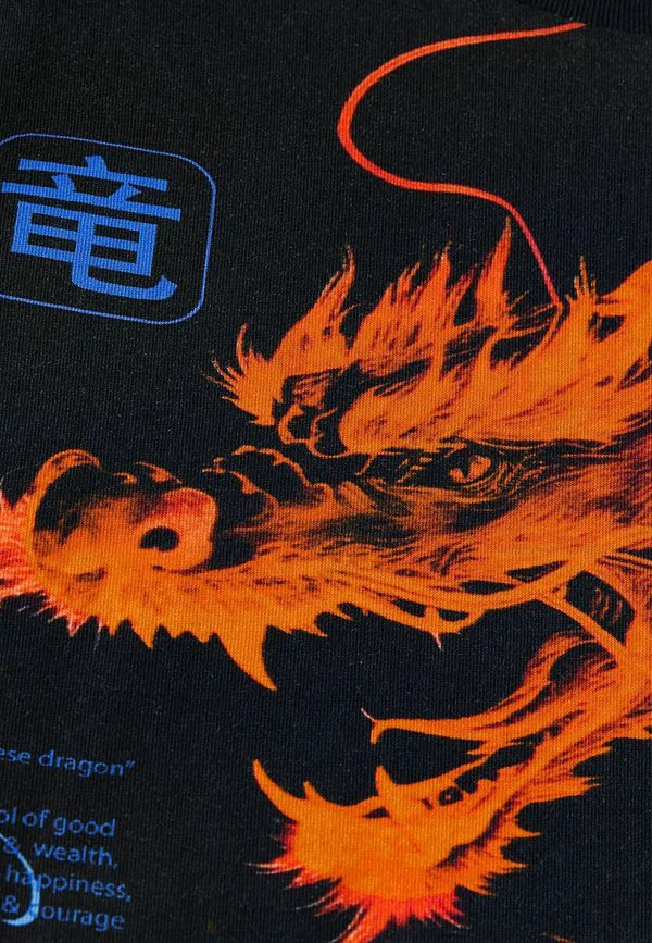 Футболка с коротким рукавом и стандартным принтом по всей поверхности Next, Black Orange Dragon — фото 4