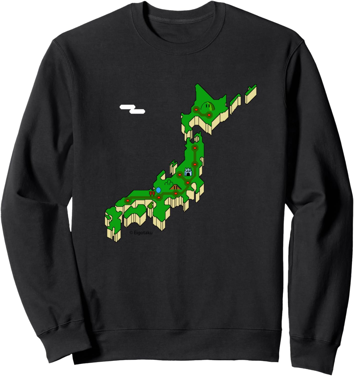 

8-битная ретро-винтажная карта Японии, супер-телевизионная игра, толстовка с изображением Акихабары Eigotaku, черный