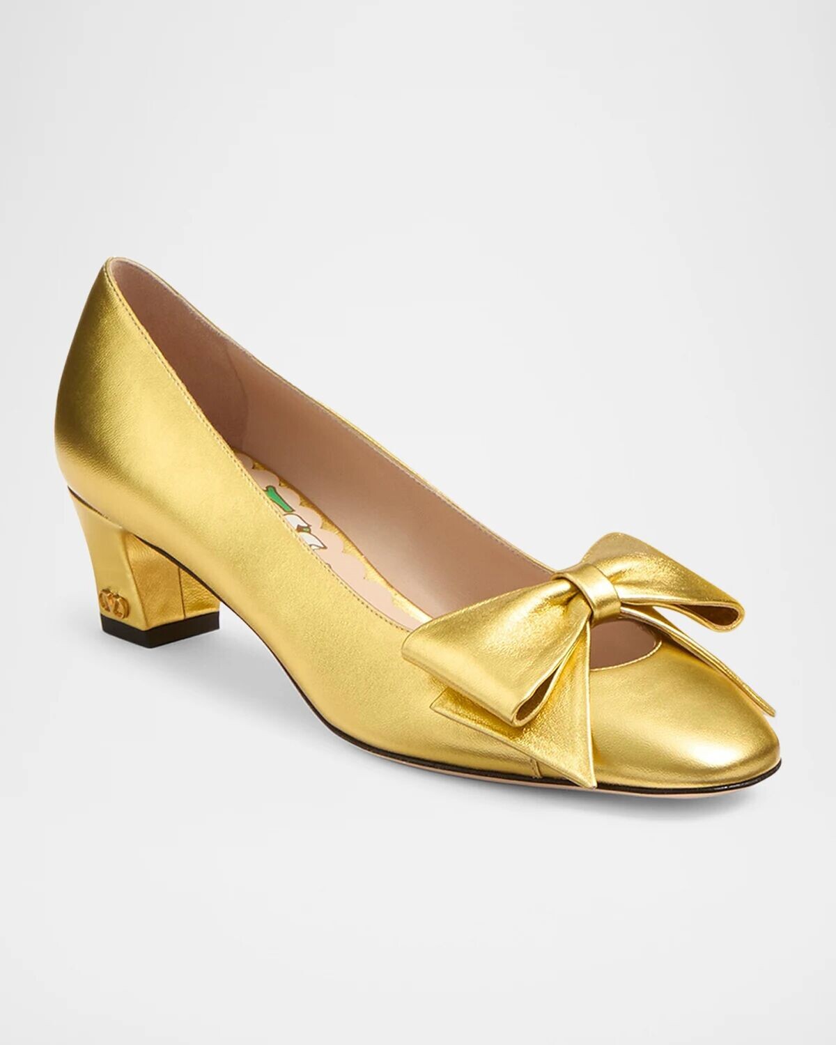 Кожаные туфли Bowow с эффектом металлик Valentino Garavani, цвет Old Gold — фото 4