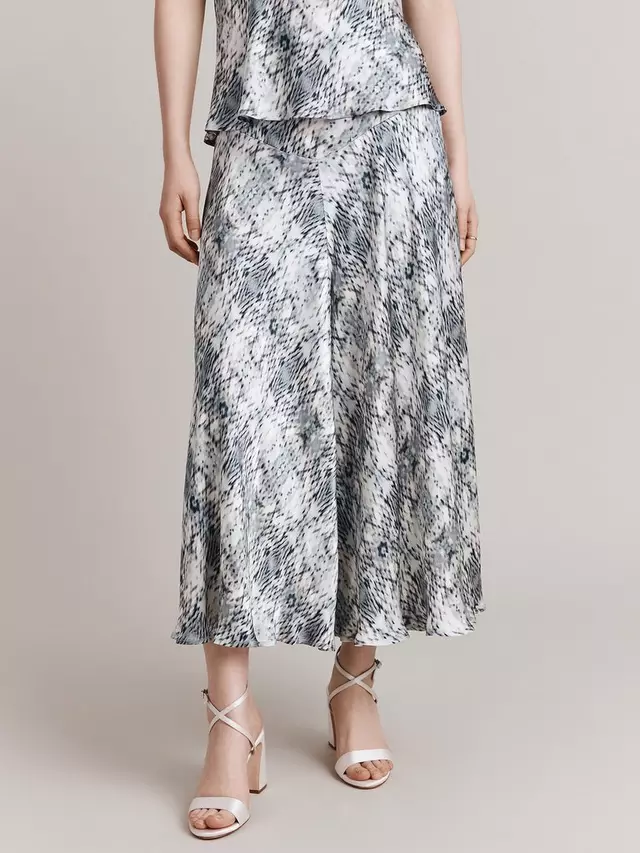 

Юбка Ghost Diana Snake Print Bias Cut Satin Midi, цвет white/multi