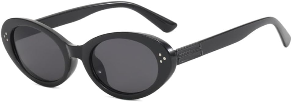 

Модные овальные солнцезащитные очки для женщин - леопардовый принт/черная оправа с серыми тонированными линзами, декоративная заклепка, защита от УФ-излучения ENSARJOE, Black/Grey