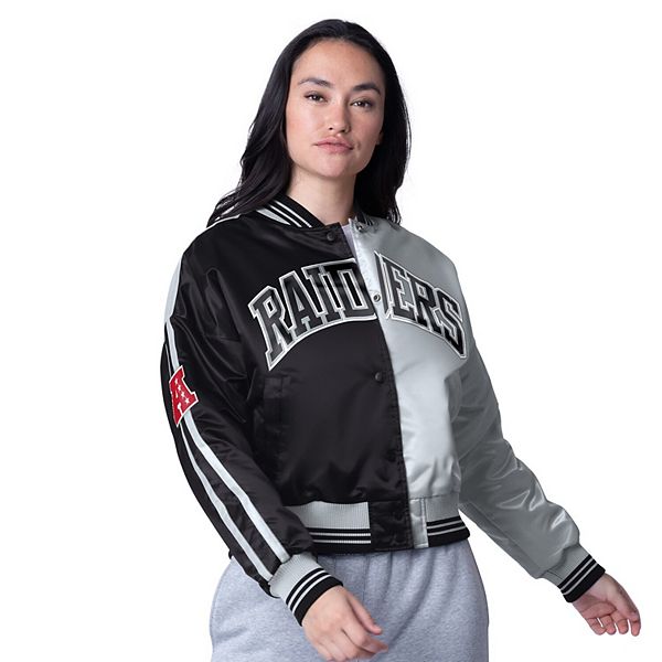 

Женская укороченная куртка satin las vegas raiders zone blitz на молнии, черный/серебристый Starter