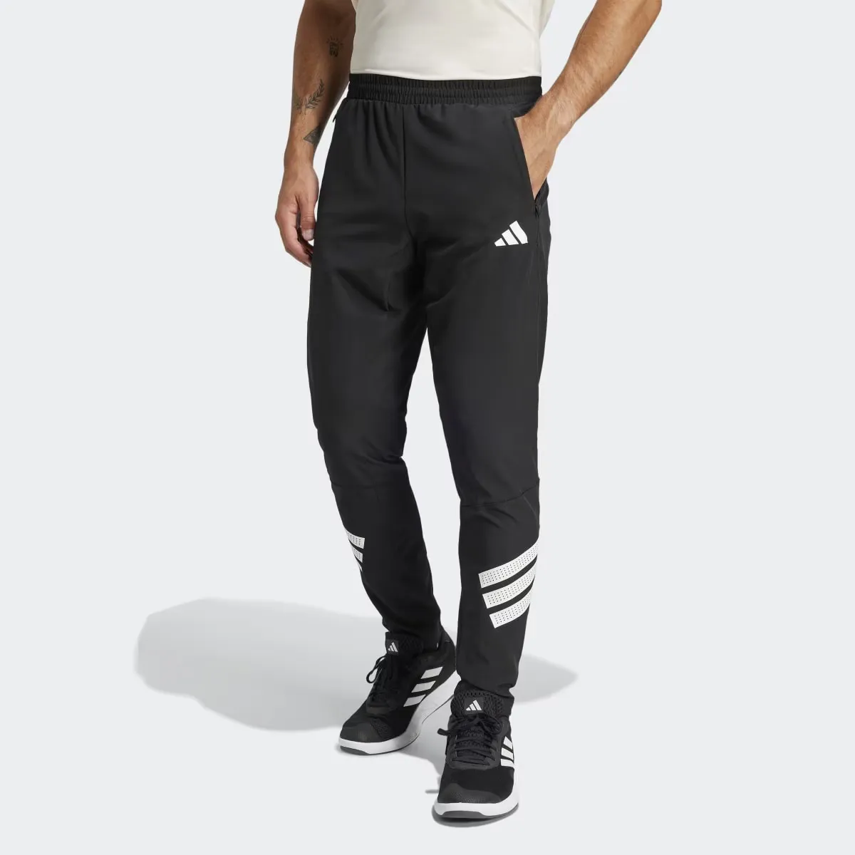 

Мужские Icon Тканые Брюки Adidas в 3 полоски, чёрный