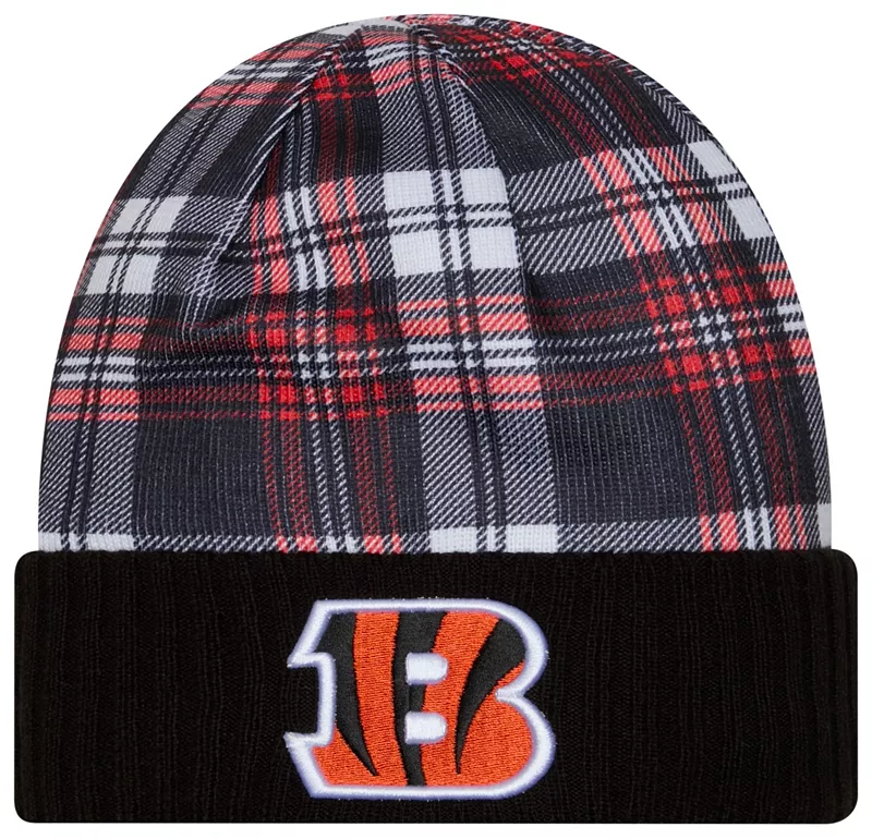 

Мужская объемная вязаная шапка в клетку New Era Cincinnati Bengals Sideline