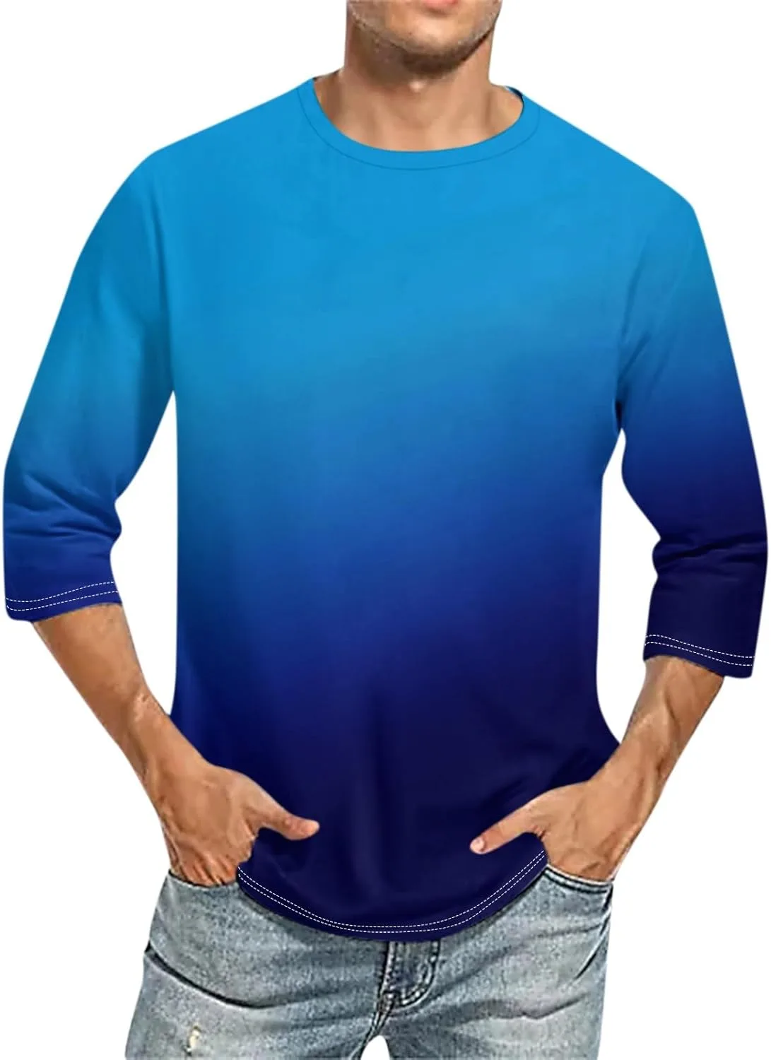 

WENKOMG1 мужская футболка с градиентом, 3/4 рукава, Athletic Fit, S-4XL