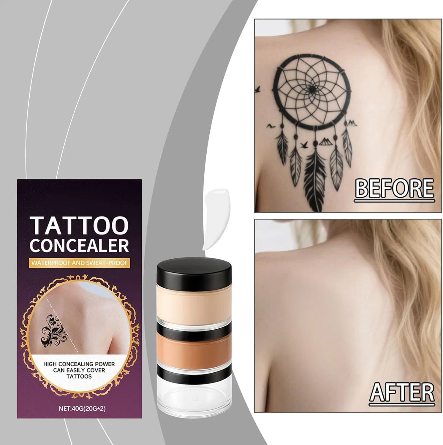 Крем-консилер для тела Invisible Foundation Cream, waterproof, 2 оттенка по 20 г — фото 2